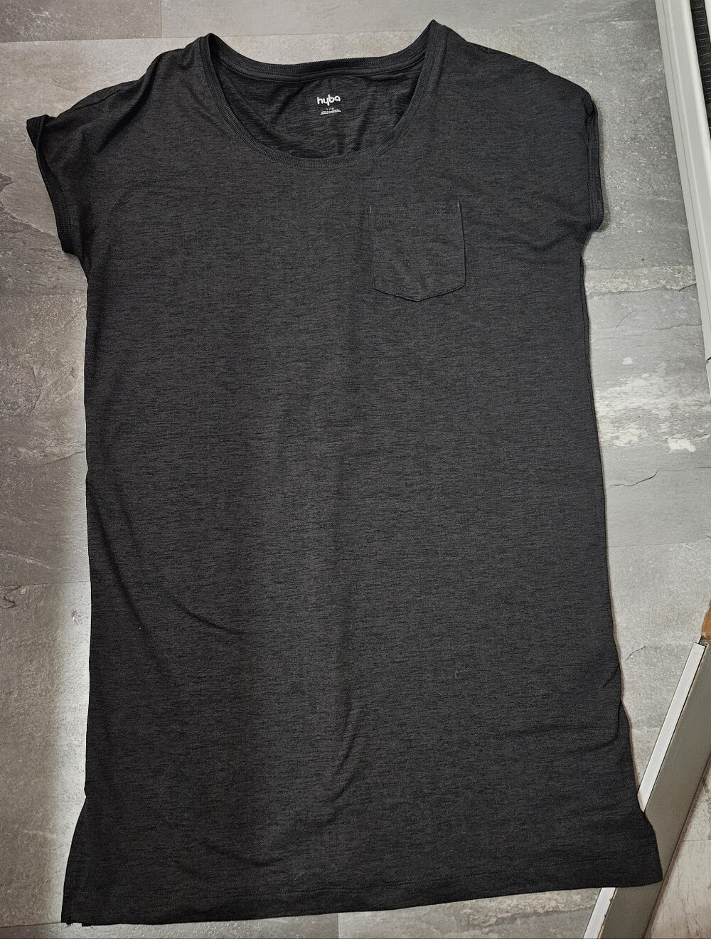 Hyba Reitmans Women’s Pocket Tee Shirt Mini Dress. Dark Heathered Grey. Size L.